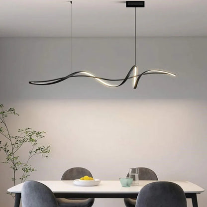 BAMDECOR A36 Modern LED Linear Chandeliers Pendant Lights with Dimmable LED and Adjustable Hanging Length 140cm -Black
