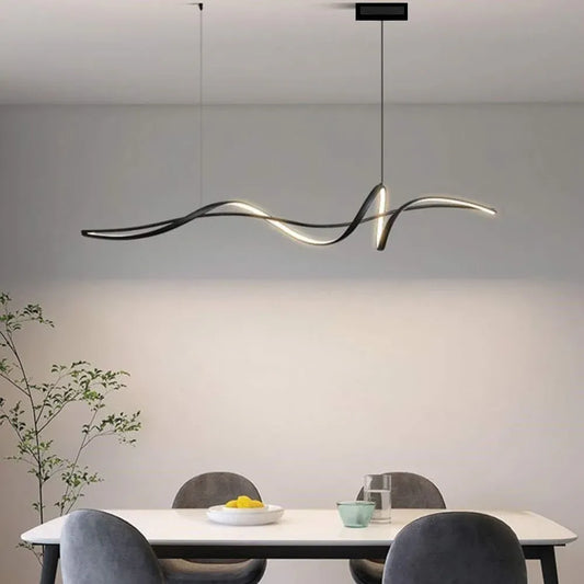 BAMDECOR A36 Modern LED Linear Chandeliers Pendant Lights with Dimmable LED and Adjustable Hanging Length 140cm -Black