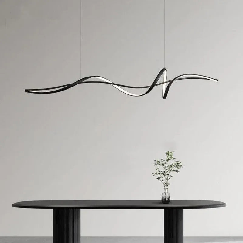 BAMDECOR A36 Modern LED Linear Chandeliers Pendant Lights with Dimmable LED and Adjustable Hanging Length 140cm -Black