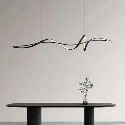 BAMDECOR A36 Modern LED Linear Chandeliers Pendant Lights with Dimmable LED and Adjustable Hanging Length 140cm -Black