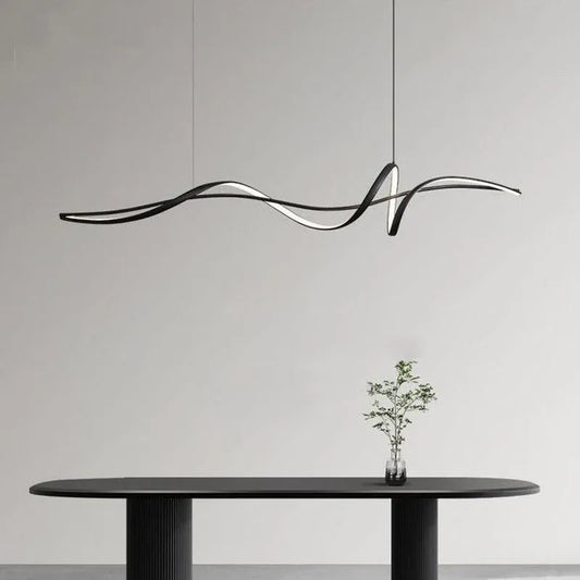BAMDECOR A36 Modern LED Linear Chandeliers Pendant Lights with Dimmable LED and Adjustable Hanging Length 140cm -Black