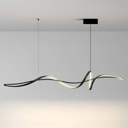 BAMDECOR A36 Modern LED Linear Chandeliers Pendant Lights with Dimmable LED and Adjustable Hanging Length 140cm -Black