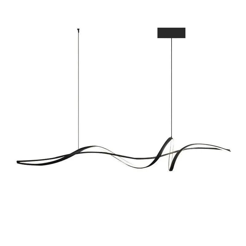 BAMDECOR A36 Modern LED Linear Chandeliers Pendant Lights with Dimmable LED and Adjustable Hanging Length 140cm -Black