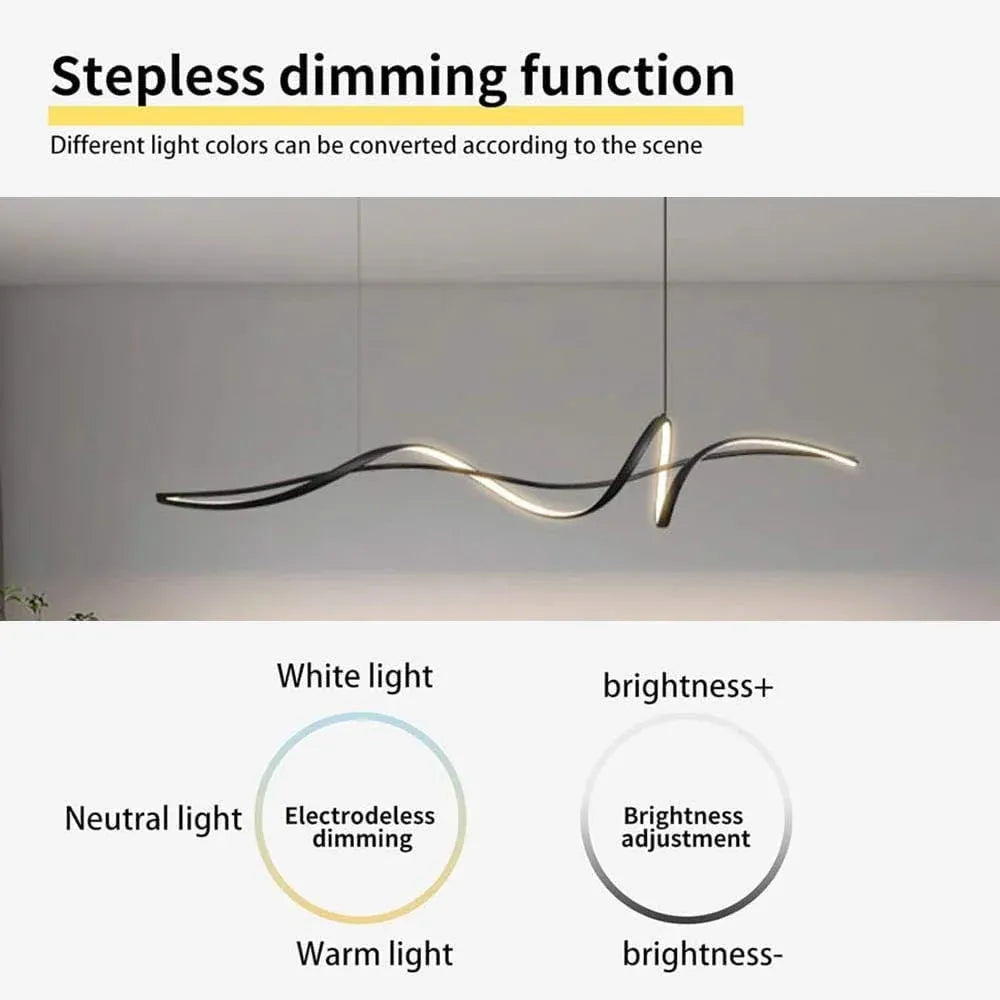 BAMDECOR A36 Modern LED Linear Chandeliers Pendant Lights with Dimmable LED and Adjustable Hanging Length 140cm -Black