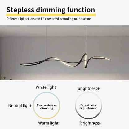 BAMDECOR A36 Modern LED Linear Chandeliers Pendant Lights with Dimmable LED and Adjustable Hanging Length 140cm -Black