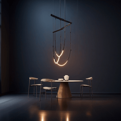 BAMDECOR Minimalistic Retro LED Minimalism Designer Lustre Hanging Lamps Slender-Shape LED Pendant Light (Black)