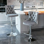 SERENITà Gray Velvet Bar Stools Adjustable Swivel Counter Height Chairs with Tufted Back and Nailhead Trim for Kitchen Island Pub Restaurant (2Pcs, Chrome Metal, Grey)