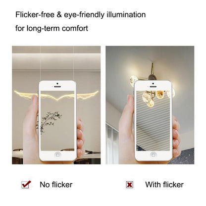 BAMDECOR 150cm Wing-Shaped LED Ceiling Light 3-Color Changeable Stepless Dimming High Light Transmission Board Modern Lighting Fixture