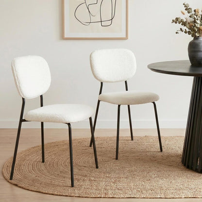 White Whisper Teddy Fabric Dining Duo