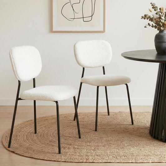 White Whisper Teddy Fabric Dining Duo