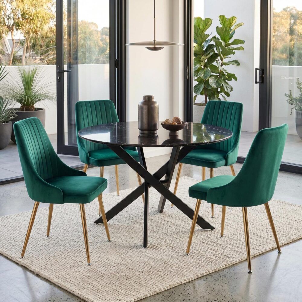 The Velvet Marble Table and Chair Set