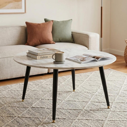 Minimalist Marble Effect Round Coffee Table