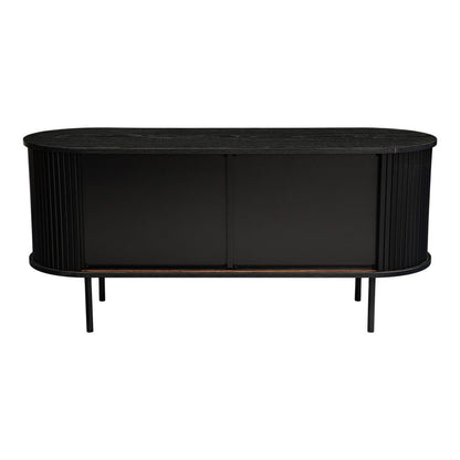 Ribbed Black Sideboard with Sliding Doors