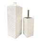 YES4HOMES Gloss White  Ceramic Bathroom Accessories Set Toilet Brush Paper Roll Holder