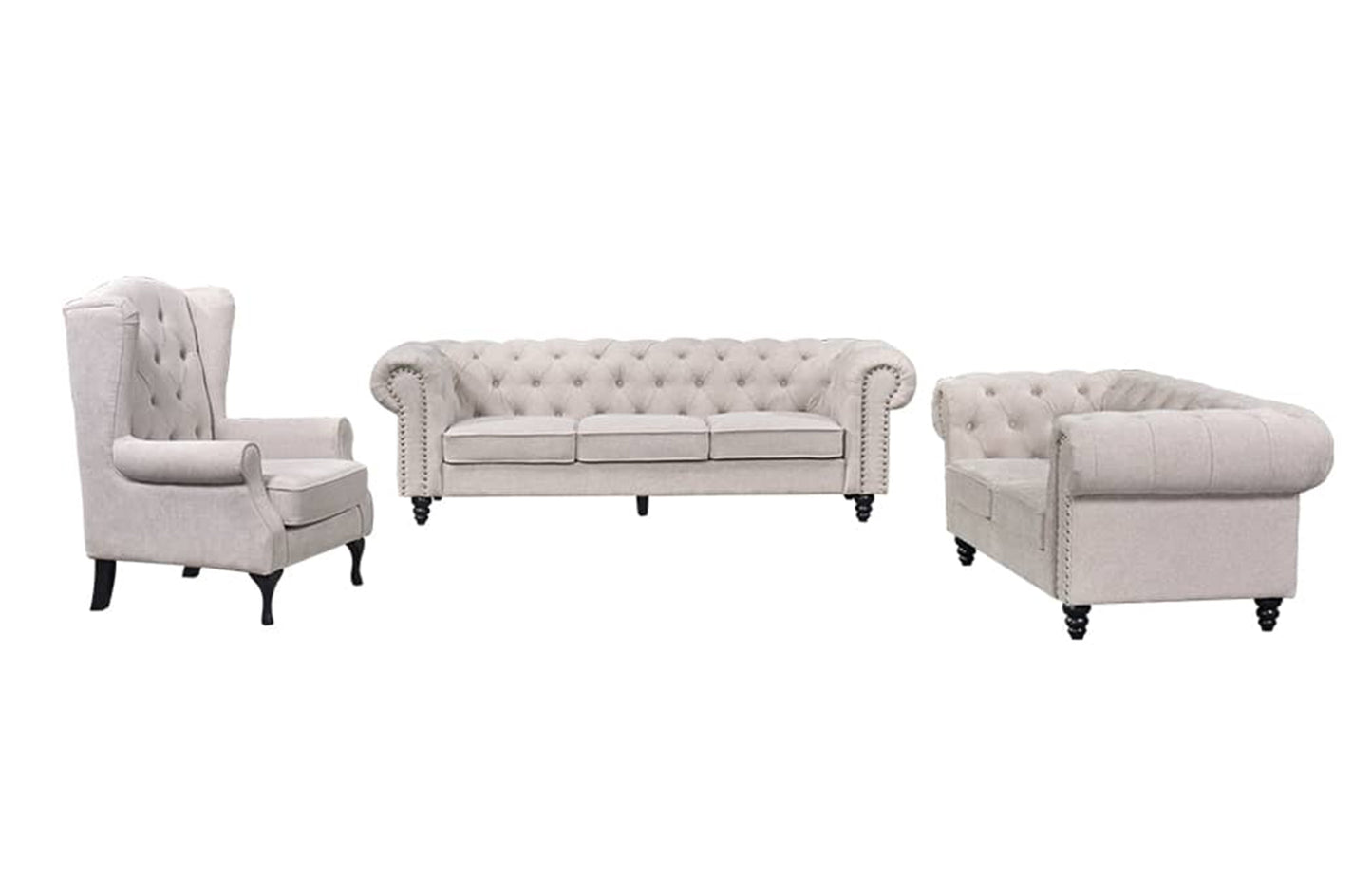 Chesterfield Tufted Lounge Set - Beige