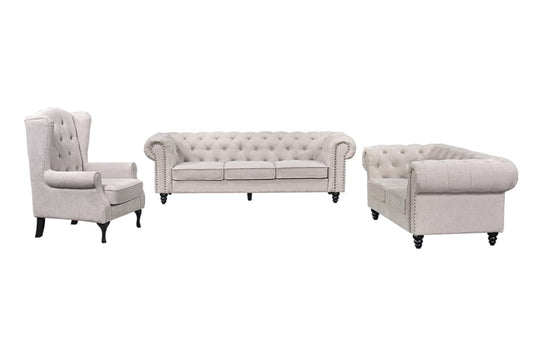 Chesterfield Tufted Lounge Set - Beige