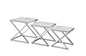 Bella Set of 3 Silver Side Table - White Marble