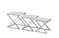 Bella Set of 3 Silver Side Table - White Marble