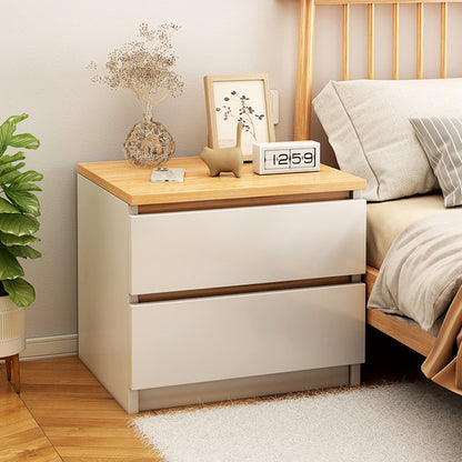 2x Bedside table pair oak wood grain drawers minimalist design furniture
