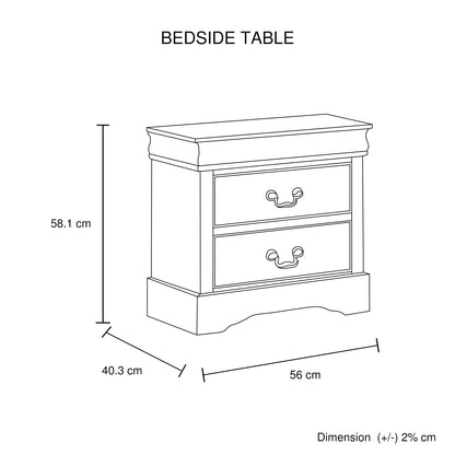 4 Pieces Bedroom Suite in Solid Wood & MDF King Size Grey Colour Bed, Bedside Table & Dresser