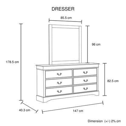 4 Pieces Bedroom Suite in Solid Wood & MDF King Size Grey Colour Bed, Bedside Table & Dresser