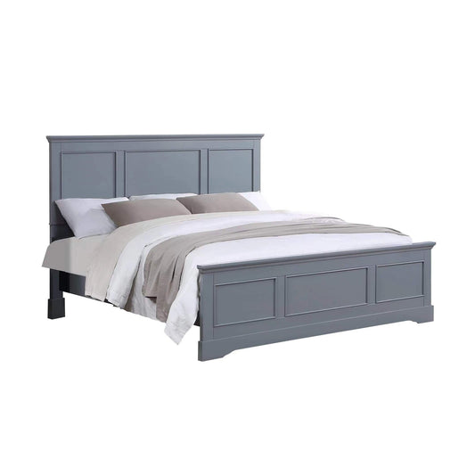 4 Pieces Bedroom Suite in Solid Wood & MDF King Size Grey Colour Bed, Bedside Table & Tallboy