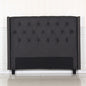 Bed Head Queen Charcoal Headboard Upholstery Fabric Studded Buttons