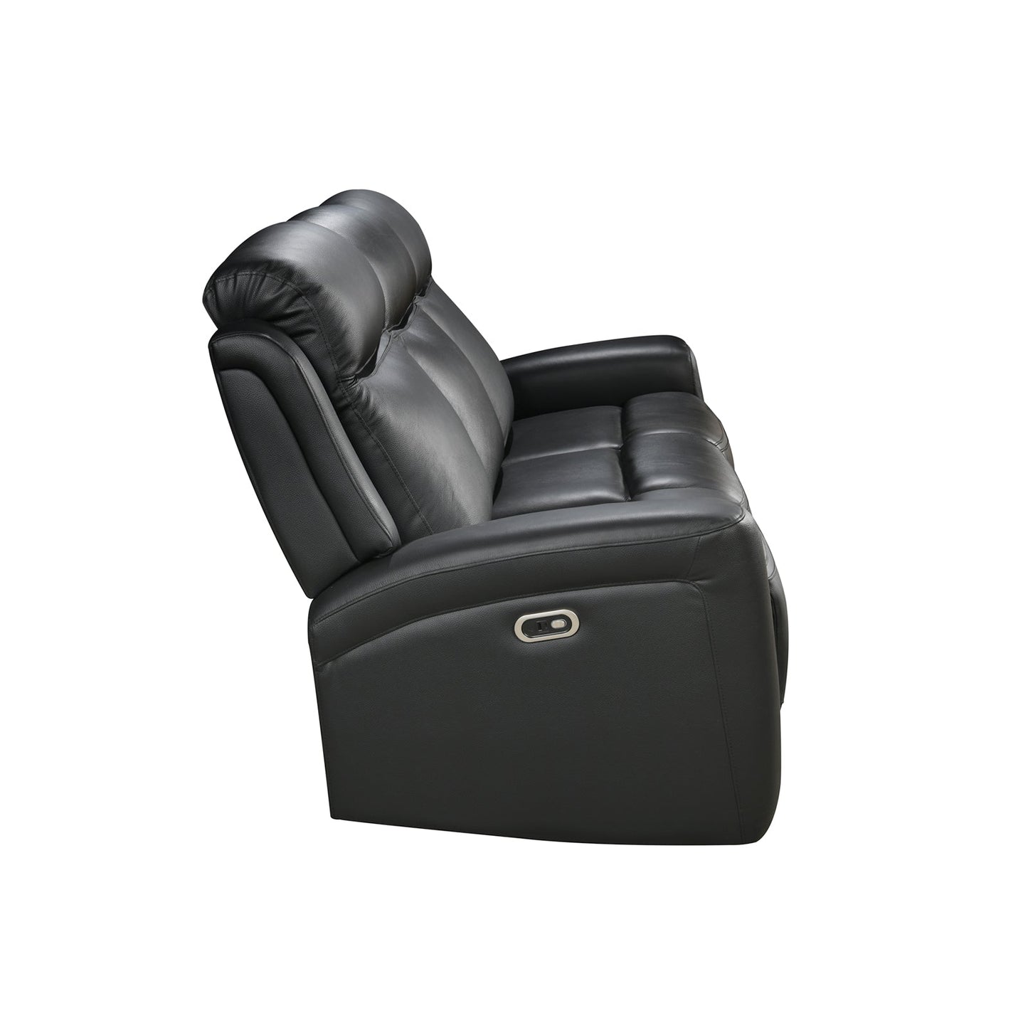 3 Seater Electric Leather/PVC Black Recliner