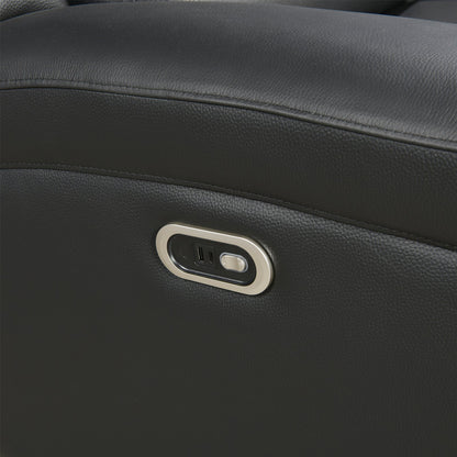 3 Seater Electric Leather/PVC Black Recliner