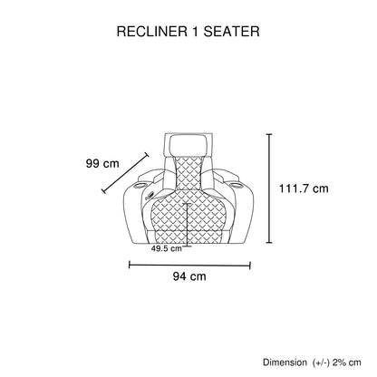 3-1-1 Seater Electric Air Leather Dark Grey Recliner Set