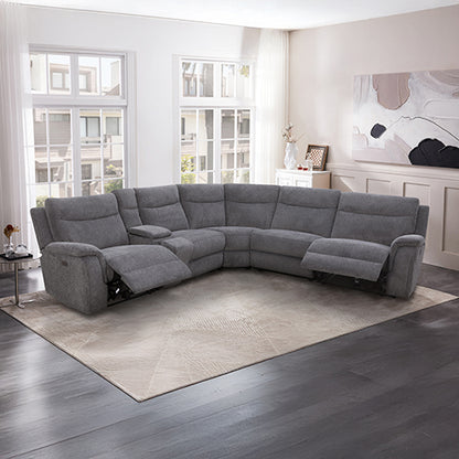 Large Sectional Corner Modular Lounge Suite in Fabric with Electric Recliner