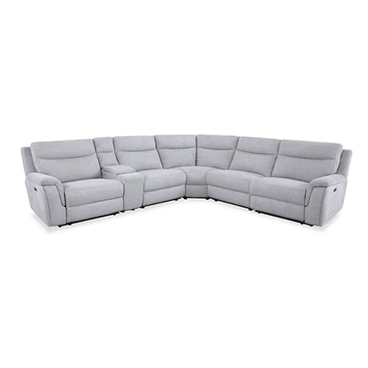 Large Sectional Corner Modular Lounge Suite in Fabric with Electric Recliner