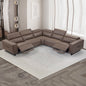 5 Seater Real Leather Sofa with Power Recliner Adjustable Headrest Wooden Frame Corner Lounge