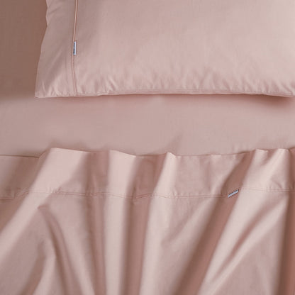 Vintage Washed 100% Cotton Sheet Set with 2 Pillowcases - Pink - Queen Size