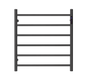 Premium Matte Black Heated Towel Rack with LED control- 6 Bars, Round Design, AU Standard, 650x620mm Wide