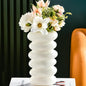 Imitation Glaze Porcelain Spiral Vase for Wet & Dry Flower Arrangements - White