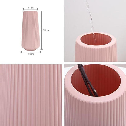 Versatile Plastic Flower Vase for Dry and Wet Arrangements - Pink