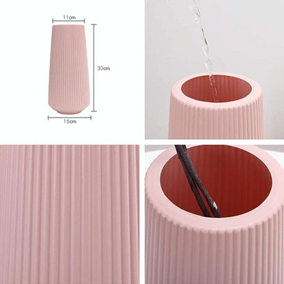 Versatile Plastic Flower Vase for Dry and Wet Arrangements - Milk White