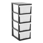 MEGA 4 Tier Drawer Storage Shelf Unit Organiser Plastic Level Office Cabinet in Black/White