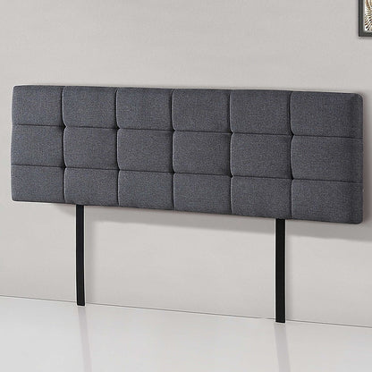 Linen Fabric King Bed Deluxe Headboard Bedhead - Grey