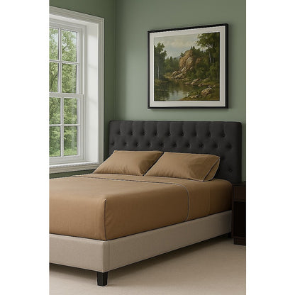 Linen Fabric King Bed Deluxe Headboard Bedhead - Grey