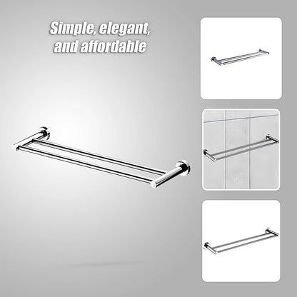 Double Classic Chrome Towel Bar Rail Bathroom