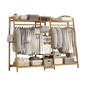 Portable Clothes Rack Coat Garment Stand Bamboo Rail Hanger Airer Closet