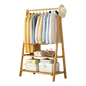 Portable Clothes Rack Coat Garment Stand Bamboo Rail Hanger Airer Closet