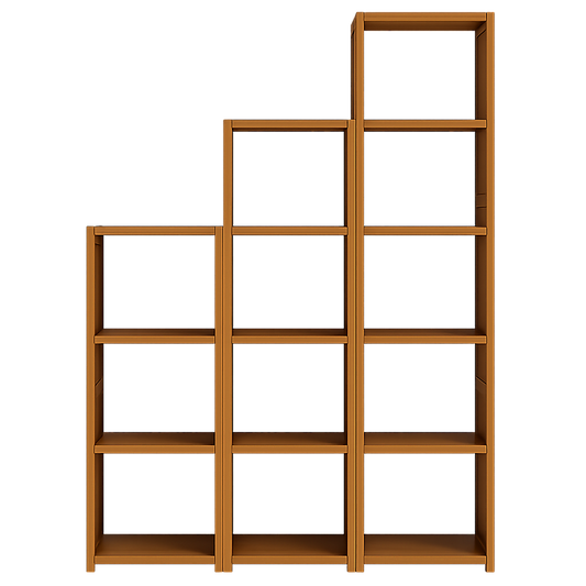 3 Piece Bamboo Adjustable Shelf Set – Bookcase Display Storage Rack Stand