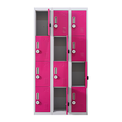 12-Door Locker for Office Gym Shed School Home Storage - 4-Digit Combination Lock