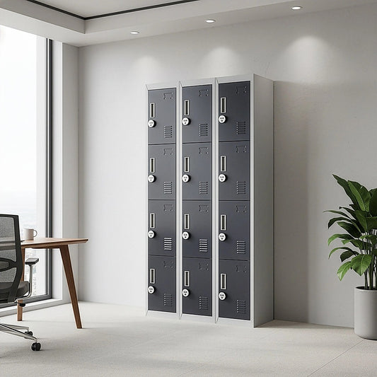 12-Door Locker for Office Gym Shed School Home Storage - 4-Digit Combination Lock