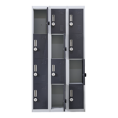 12-Door Locker for Office Gym Shed School Home Storage - 4-Digit Combination Lock