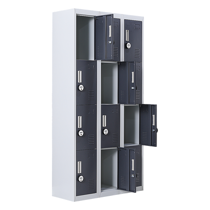 12-Door Locker for Office Gym Shed School Home Storage - 4-Digit Combination Lock