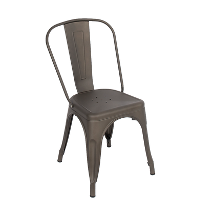 4x Kitchen Dining Chairs Stackable Vintage Metal Chair Backrest Side Chair